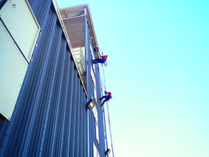 Students learn to repel down the 60-foot tower.