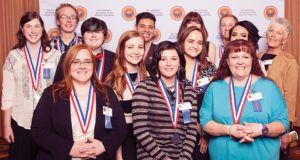 (Front two rows, l to r) Amber Shepard, Lauren Burson, Sydney Miller, Nicole Krause and Barbara Hawkins. (Back two rows, l to r) Kimberly Baber, Gavin McInelly, Teresa Wise, Edgar Acosta, Talaina Fisher, Jayden Gubler, Juliet Moreno and NPC President Dr. Jeanne Swarthout. Not pictured, Valon Standerfer.